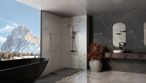 Душевая стойка Rondo VSFS-1R1MB с изливом, черный матовый