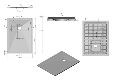 Поддон для душа из искусственного камня  VST-4SR8011W, 1100*800*25, белый матовый
