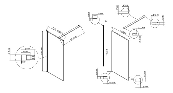Душевая перегородка Walk-In VSW-1HS800CL, 800*2000, хром, стекло прозрачное Душевая перегородка Walk-In VSW-1HS800CL, 800*2000, хром, стекло прозрачное