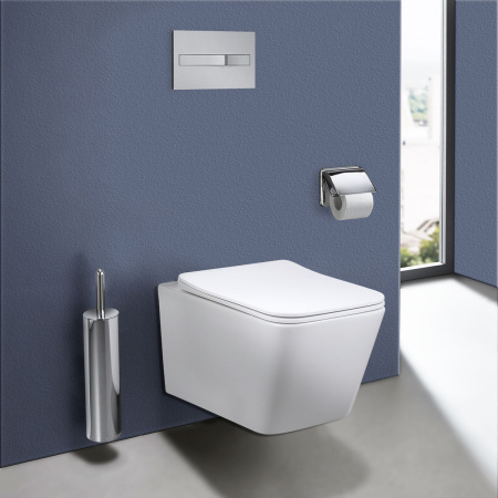 Унитаз подвесной безободковый Vincea Кью-Лайн (Q-Line) VT1-12, цвет белый, ультратонкое сиденье с плавным опусканием, Горизонтальный выпуск