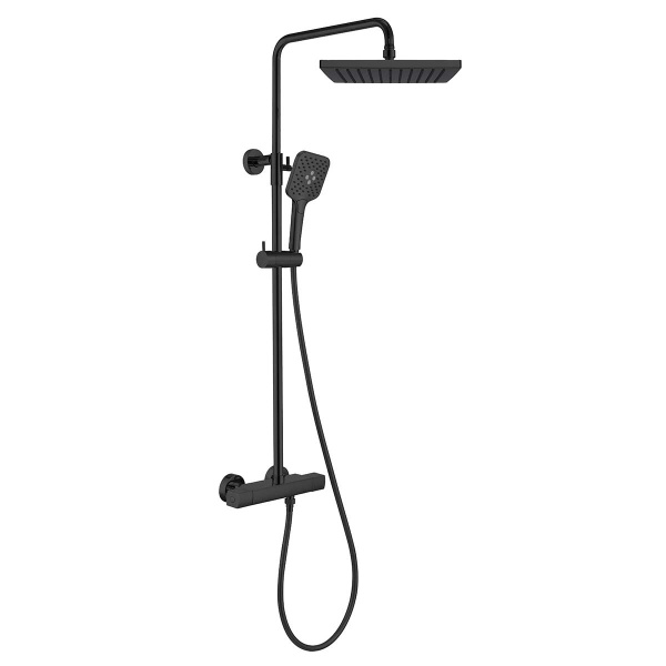 Душевая стойка Next VSFS-1N0TMB термостатическая без излива, 25см верх душ, черный