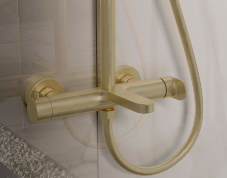 Душевая стойка Рондо (Rondo) VSFS-1R1BG с изливом, брашированное золото