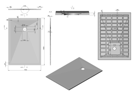 Поддон для душа из искусственного камня VST-4SR9013W, 1300*900*30, белый матовый