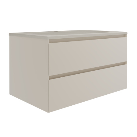 База под раковину Люка Софт-Тач (Luka Soft-Touch) 800 подвесная, 2 выкатных ящика микролифт, матовый бежевый