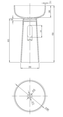 Раковина из искусственного камня Vincea VBS-4SP02MW, 480*480*850, напольная, цвет белый матовый