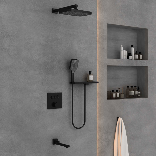 Душевой комплект VSFW-4311RMB встраиваемый, трехрежимный, черный