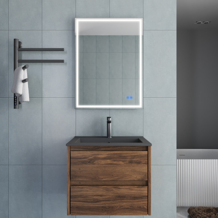 База под раковину Джио (Gio) 600 подвесная, 2 выкатных ящика микролифт, Дуб Чарльстон (C.Oak)