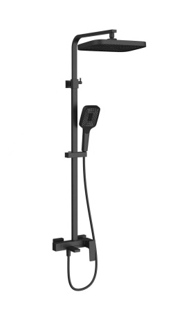 Душевая стойка Дайс (Dice) VSFS-4C12MB с изливом, черный матовый