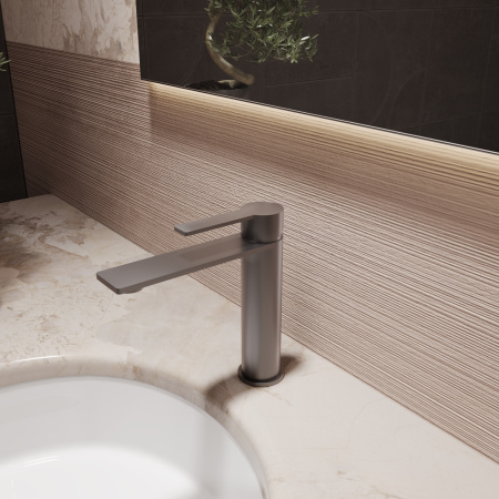 Смеситель для раковины Линеа (Linea) VBF-4LN1GM, вороненая сталь