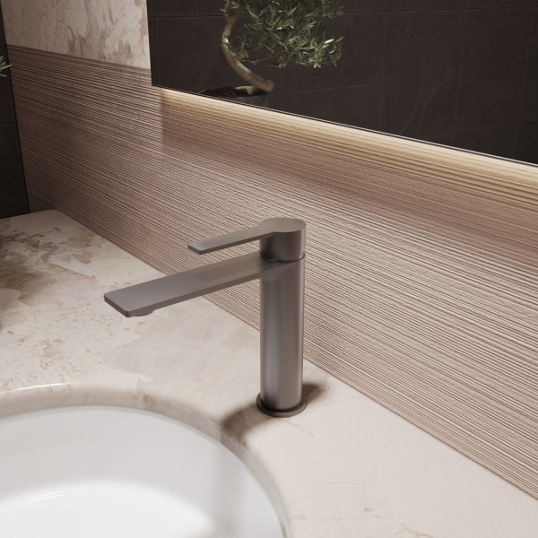 Смеситель для раковины Линеа (Linea) VBF-4LN1GM, вороненая сталь