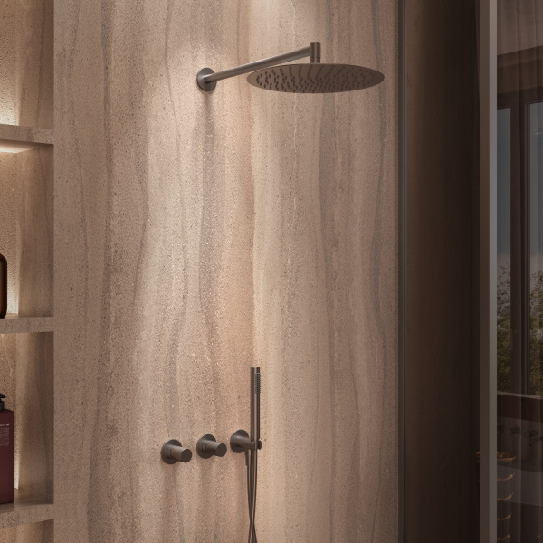 Душевой комплект Aura VSFW-6AU1GM встраиваемый, 2 режима, 30см S304 верх душ, вороненая сталь