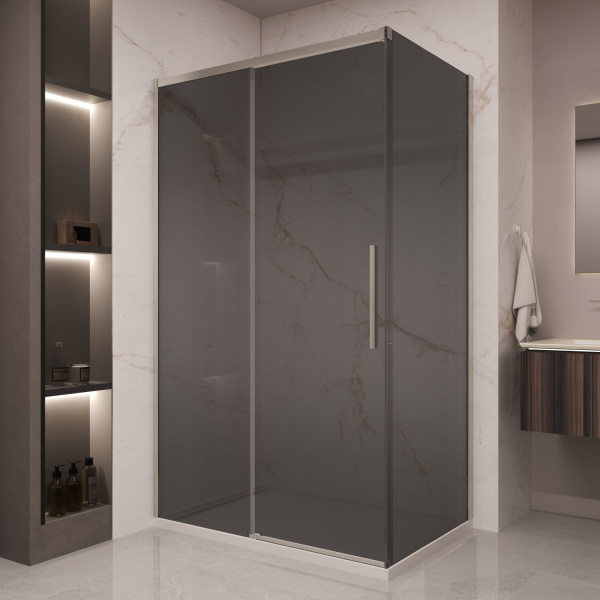 Душевой уголок Стелла (Stella) VSR-1ST9012CGBN, 1200*900, брашированный никель, стекло тонированное