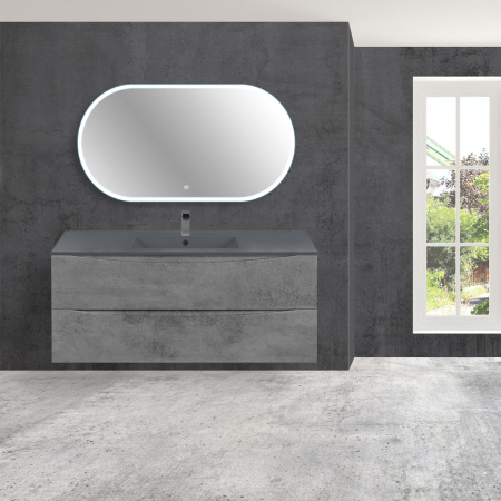 База под керамическую раковину Миа (Mia) 1200 подвесная, 2 выкатных ящика микролифт, Beton