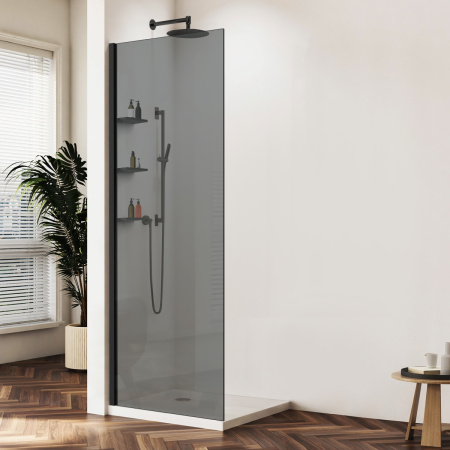 Душевая перегородка Волк-Ин (Walk-In) VSW-1HWS120CGB, 1200*2000, черный матовый, стекло тонированное