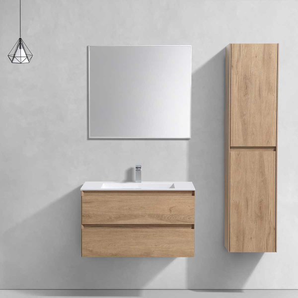 База под раковину Luka 800 подвесная, 2 выкатных ящика soft-close, N.Oak