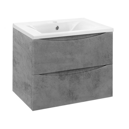 База под раковину Миа (Mia) 600 подвесная, 2 выкатных ящика микролифт, Beton