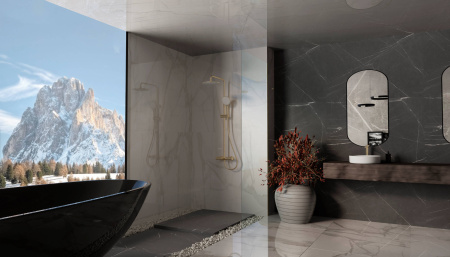 Душевая стойка Рондо (Rondo) VSFS-1R1BG с изливом, брашированное золото