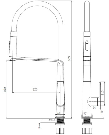 Смеситель для кухни Vincea VKF-118CH, хром