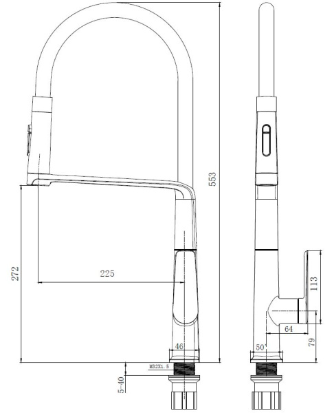 Смеситель для кухни Vincea VKF-118CH, хром