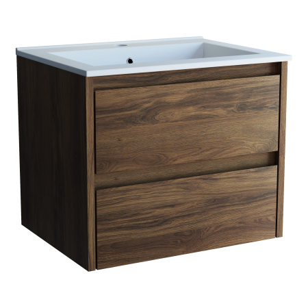 База под раковину Джио (Gio) 600 подвесная, 2 выкатных ящика микролифт, Дуб Чарльстон (C.Oak)