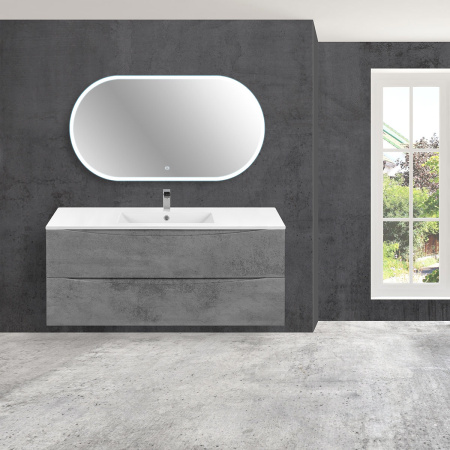 База под керамическую раковину Миа (Mia) 1200 подвесная, 2 выкатных ящика микролифт, Beton