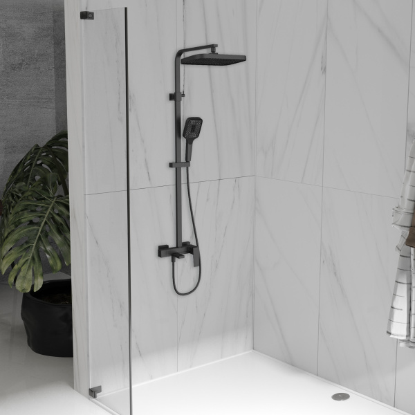 Душевая стойка Dice VSFS-4C12MB с изливом, черный матовый