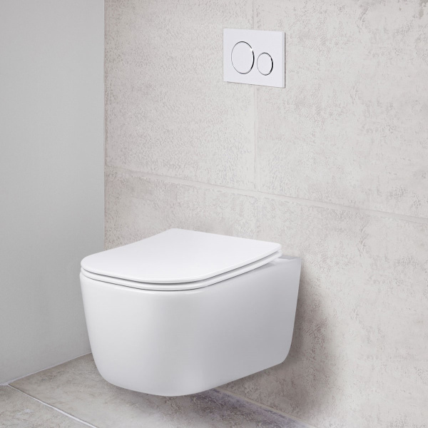 Унитаз подвесной Кор (Core) VT1-28 безободковый, цвет белый, ультратонкое микролифт сиденье