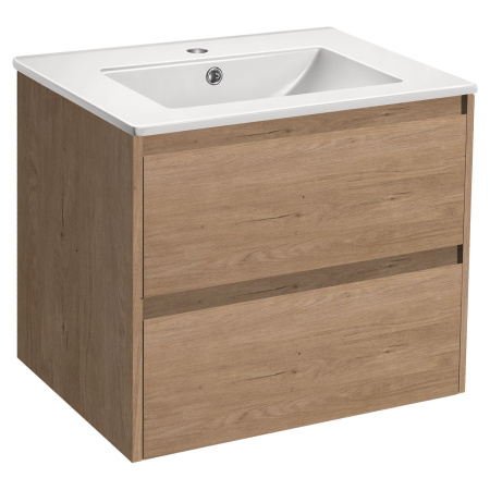 База под раковину Джио (Gio) 600 подвесная, 2 выкатных ящика микролифт, Натуральный дуб (N.Oak)