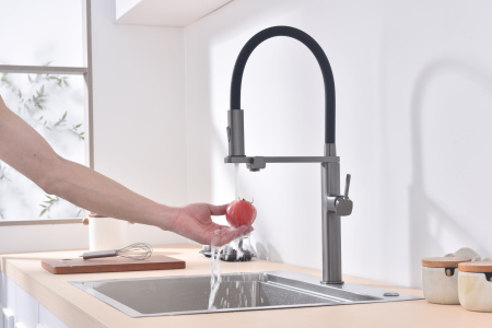 Смеситель для кухни Vincea VKF-119GM, вороненая сталь