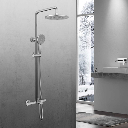 Душевая стойка Эссе (Esse) VSFS-1E1TCH термостатическая с изливом, 25см верх душ, хром