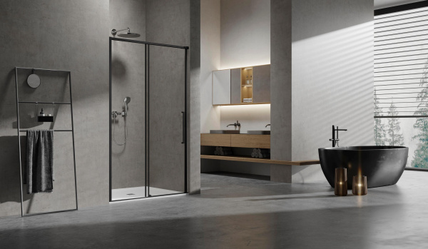 Душевая дверь Slim VDS-6SL130CLB, 1300, черный, стекло прозрачное