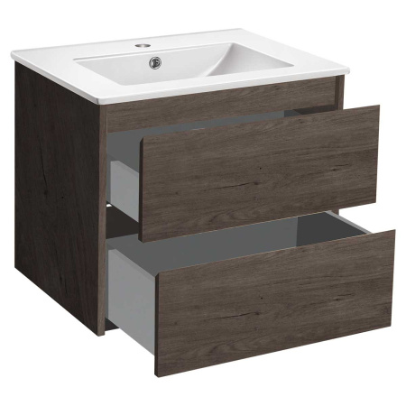 База под раковину Джио (Gio) 600 подвесная, 2 выкатных ящика микролифт, Тёмный дуб (R.Oak)