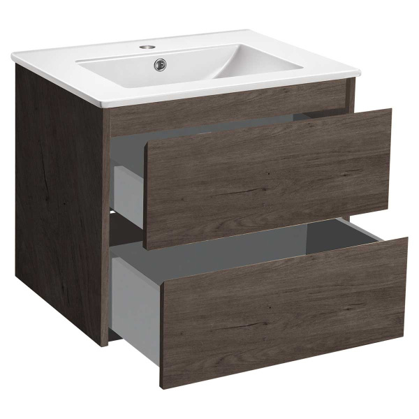 База под раковину Gio 600 подвесная, 2 выкатных ящика soft-close, R.Oak