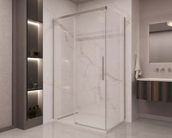 Душевой уголок Стелла (Stella) VSR-1ST9012CLBN, 1200*900, брашированный никель, стекло прозрачное