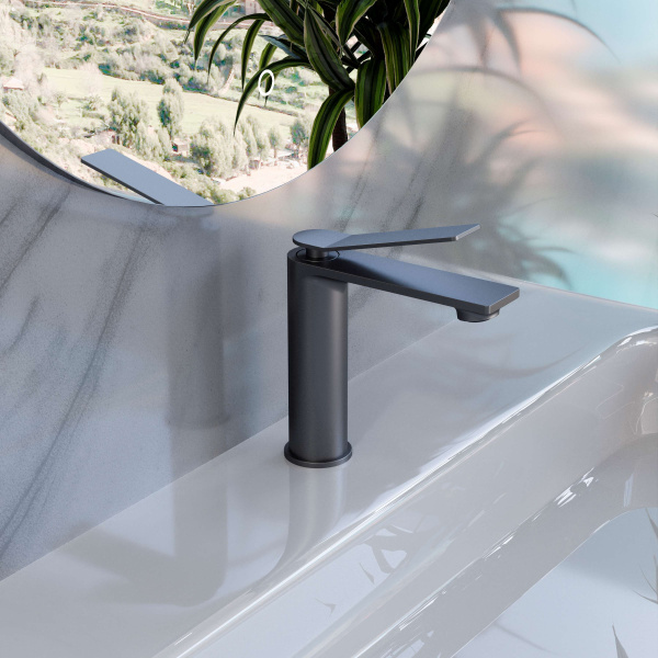 Смеситель для раковины Verse VBF-2VE1GM однорычажный, вороненая сталь