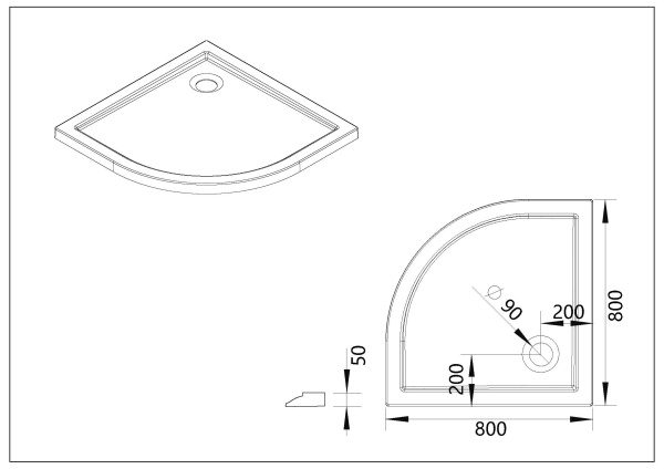 Поддон для душа акриловый VST-5AQ-8080, 800*800*50
