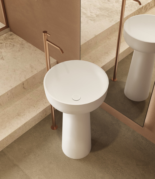 Раковина из искусственного камня Vincea VBS-4SP02MW, 480*480*850, напольная, цвет белый матовый