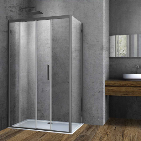Душевой уголок Софт (Soft) VSR-3SO9011CLGM, 1100*900, вороненая сталь, стекло прозрачное