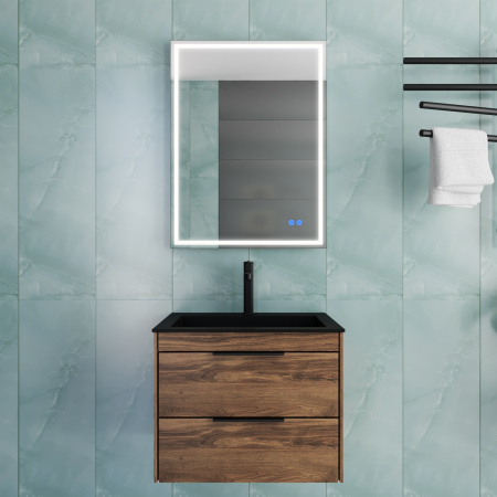 База под раковину Кьяра 2D (Chiara 2D) 600 подвесная, 2 выкатных ящика микролифт, Дуб Чарльстон (C.Oak)