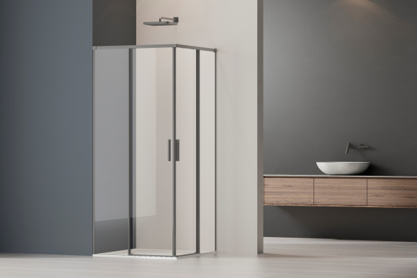 Душевой уголок Софт 2 (Soft 2) VSS-3SO2900CLGM, 900*900, вороненая сталь, стекло прозрачное