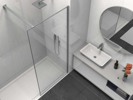 Душевая перегородка Волк-Ин (Walk-In) VSW-1HS800CLGM, 800*2000, вороненая сталь, стекло прозрачное