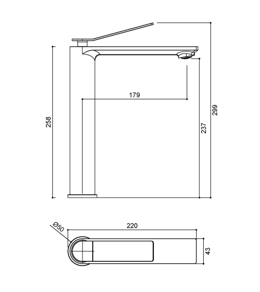 Смеситель для раковины Verse VBF-2VE2GM однорычажный, вороненая сталь