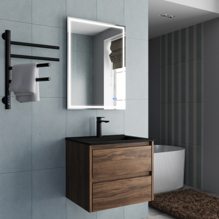 База под раковину Джио (Gio) 600 подвесная, 2 выкатных ящика микролифт, Дуб Чарльстон (C.Oak)