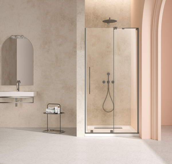 Душевая дверь Волк-Ин (Walk-In) VDS-4WSL120CLGM-R, 1200, вороненая сталь, стекло прозрачное, правая