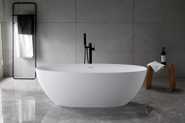 Ванна из искусственного камня Vincea VBT-4S01MW, 1700*760*560, белый мат., слив-перелив в комплекте