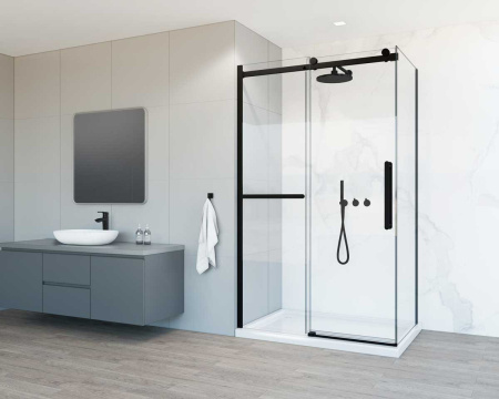 Душевой уголок Como Soft VSR-1CS8013CLB, 1300*800, черный, стекло прозрачное
