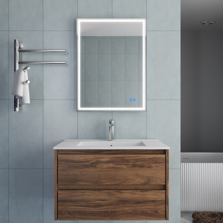 База под раковину Джио (Gio) 800 подвесная, 2 выкатных ящика микролифт, Дуб Чарльстон (C.Oak)