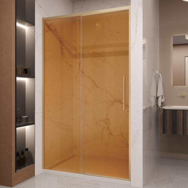 Душевая дверь Stella VDS-1ST120GSG, 1200, брашированное золото, стекло янтарь Душевая дверь Stella VDS-1ST120GSG, 1200, брашированное золото, стекло янтарь