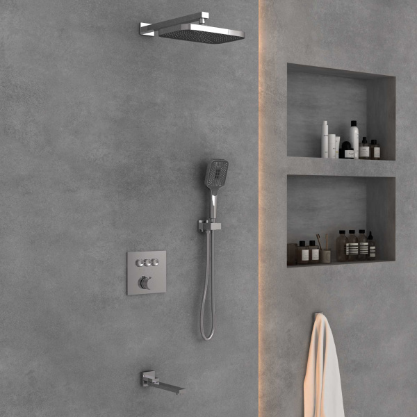 Душевой комплект VSFW-4311CH встраиваемый, трехрежимный, хром