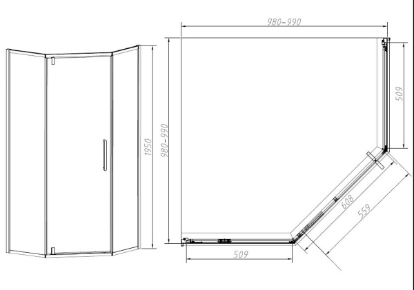 Душевой уголок Slim-N VSP-4SN100CL, 1000*1000, хром, стекло прозрачное Душевой уголок Slim-N VSP-4SN100CL, 1000*1000, хром, стекло прозрачное